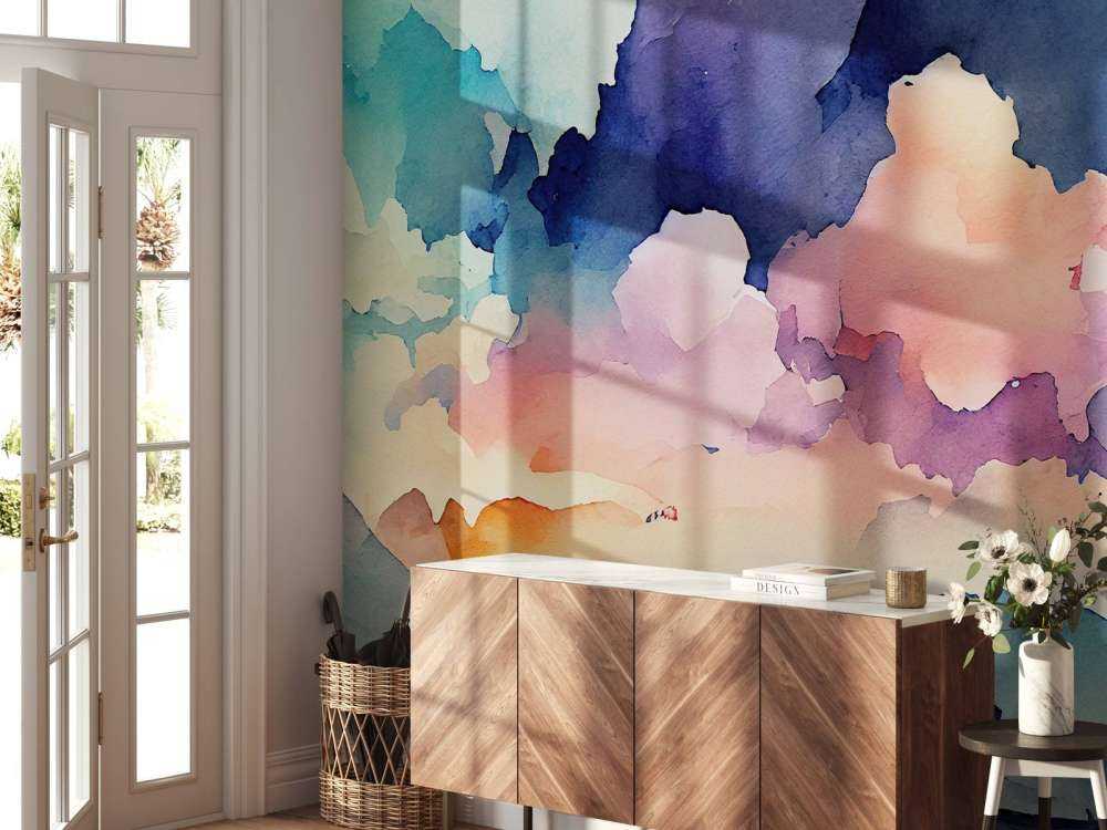 Fond abstrait à l'aquarelle bleu canard