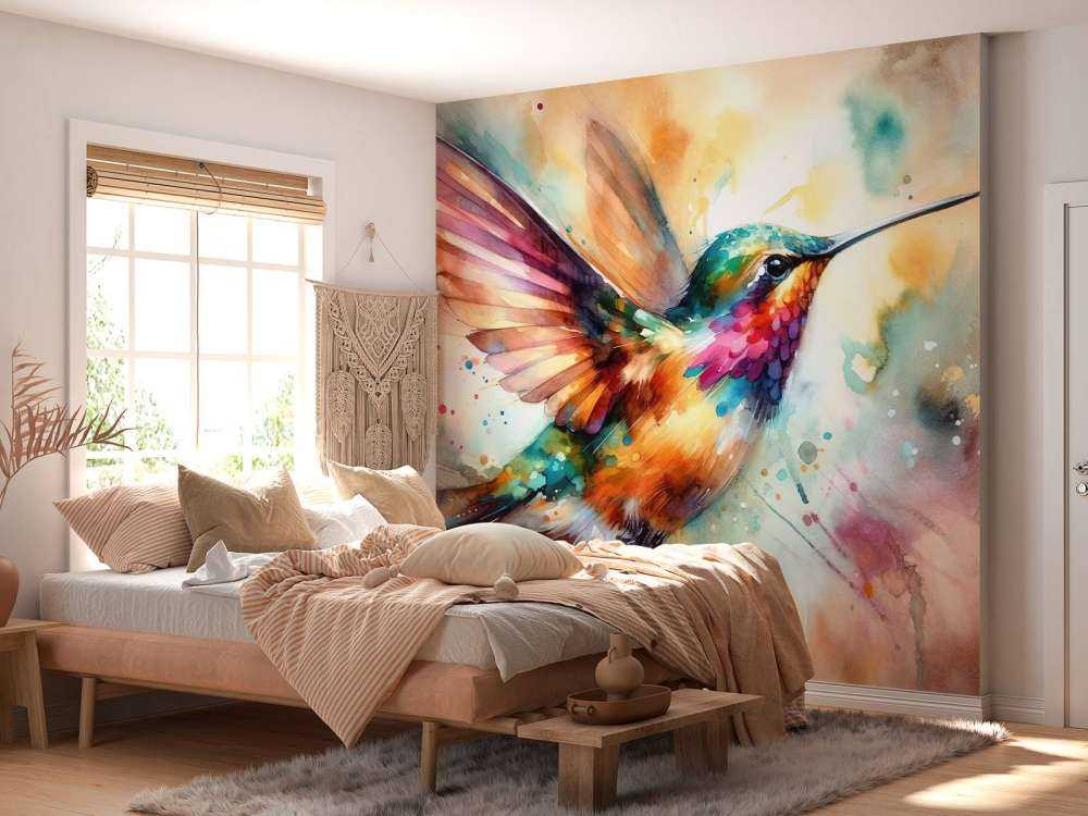 Colibri iridescent en plein vol