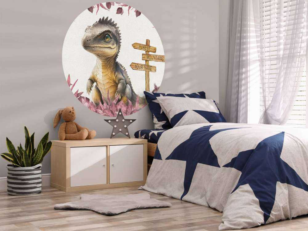 Bébé spinosaure dans la jungle rose