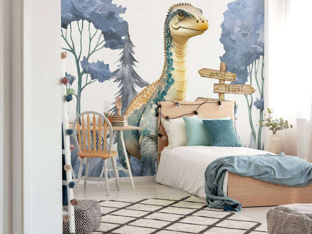 Bébé brachiosaure dans la jungle bleue