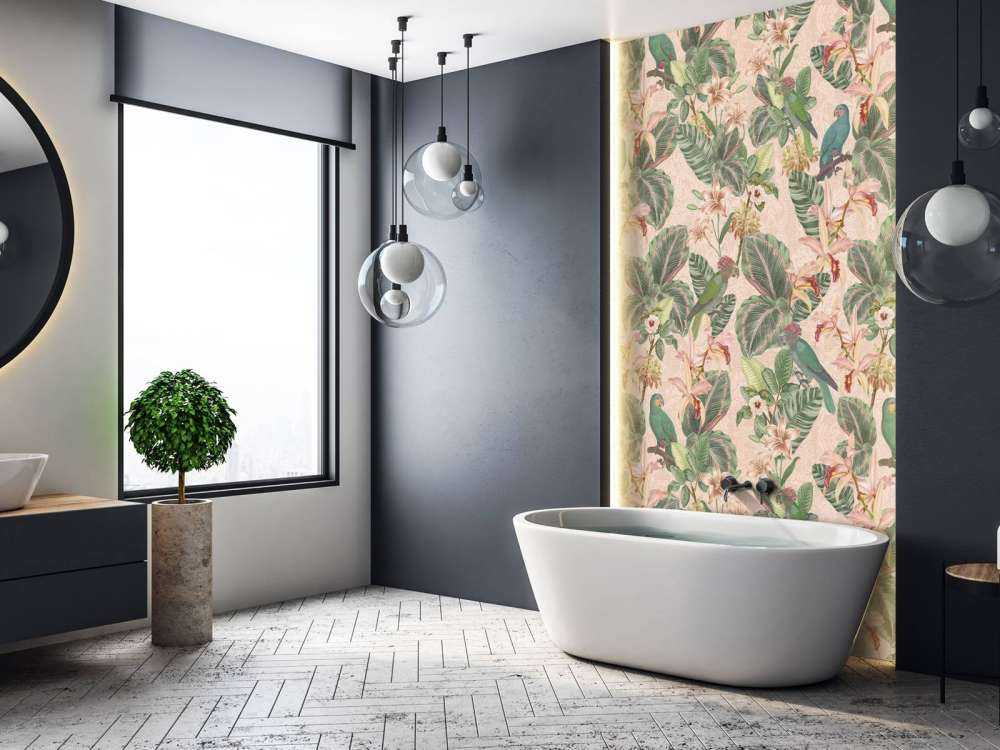 Oiseaux et perroquets de la jungle tropicale - rose tendre