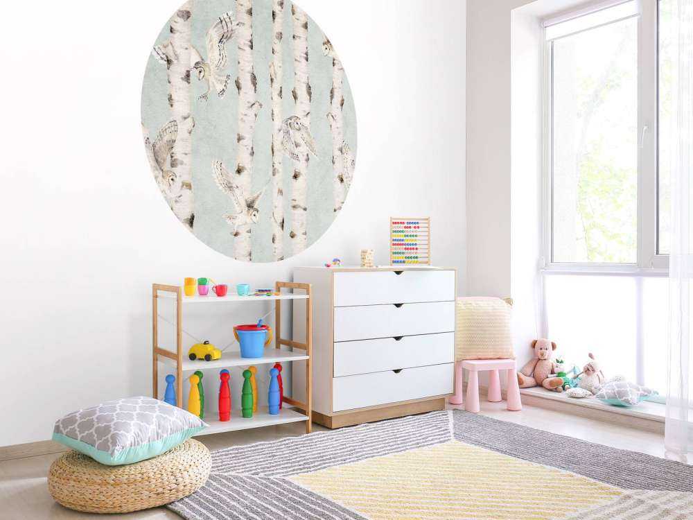 Birch and Owls - Blue - 120