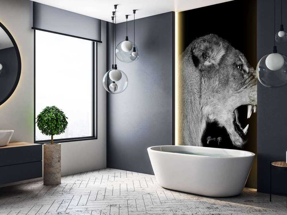 Lionne vue de côté noir