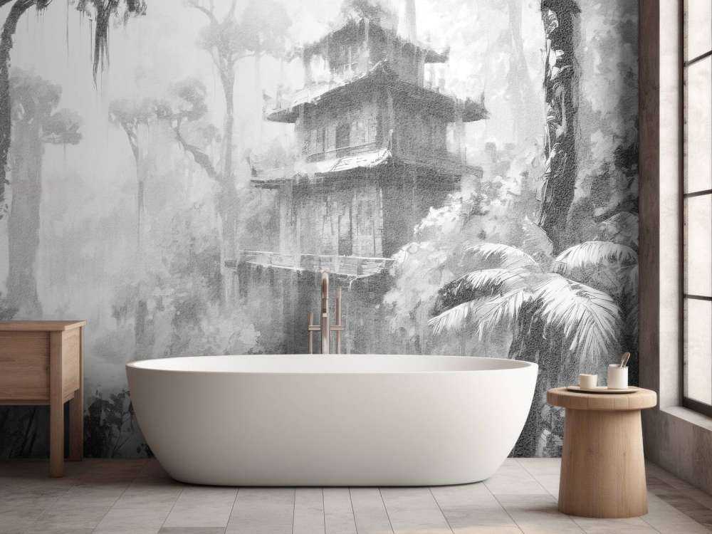 Cabane Cachée dans la Forêt Brumeuse