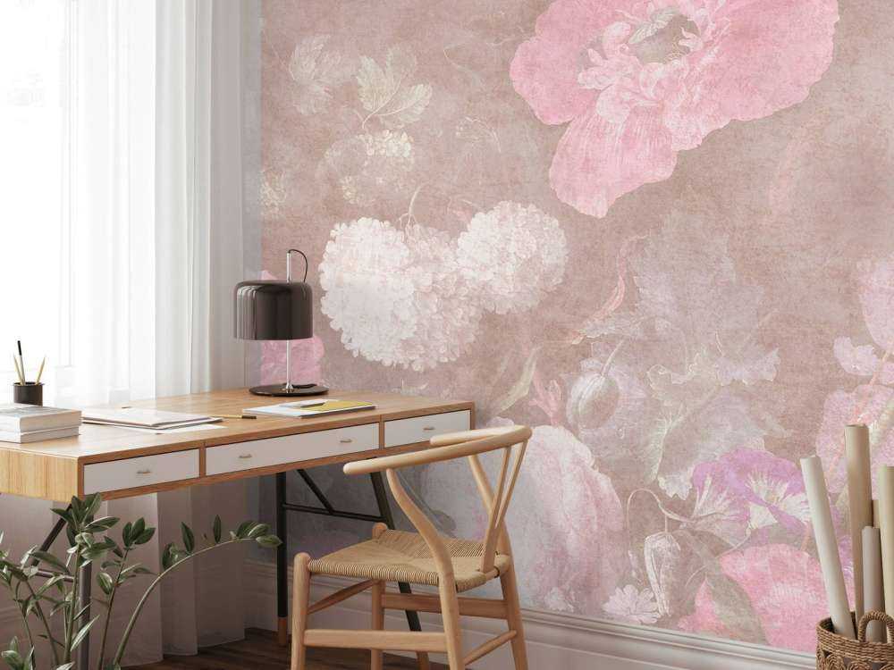 Nature morte aux fleurs baroques - pastel vintage