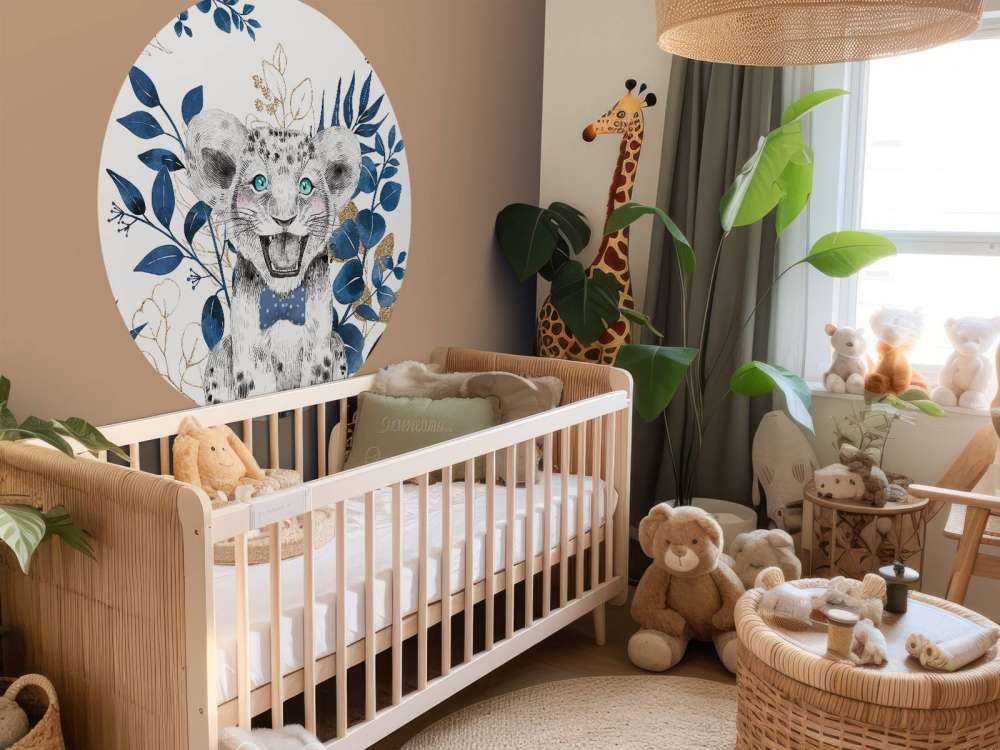 Bébé lionne jungle bleu