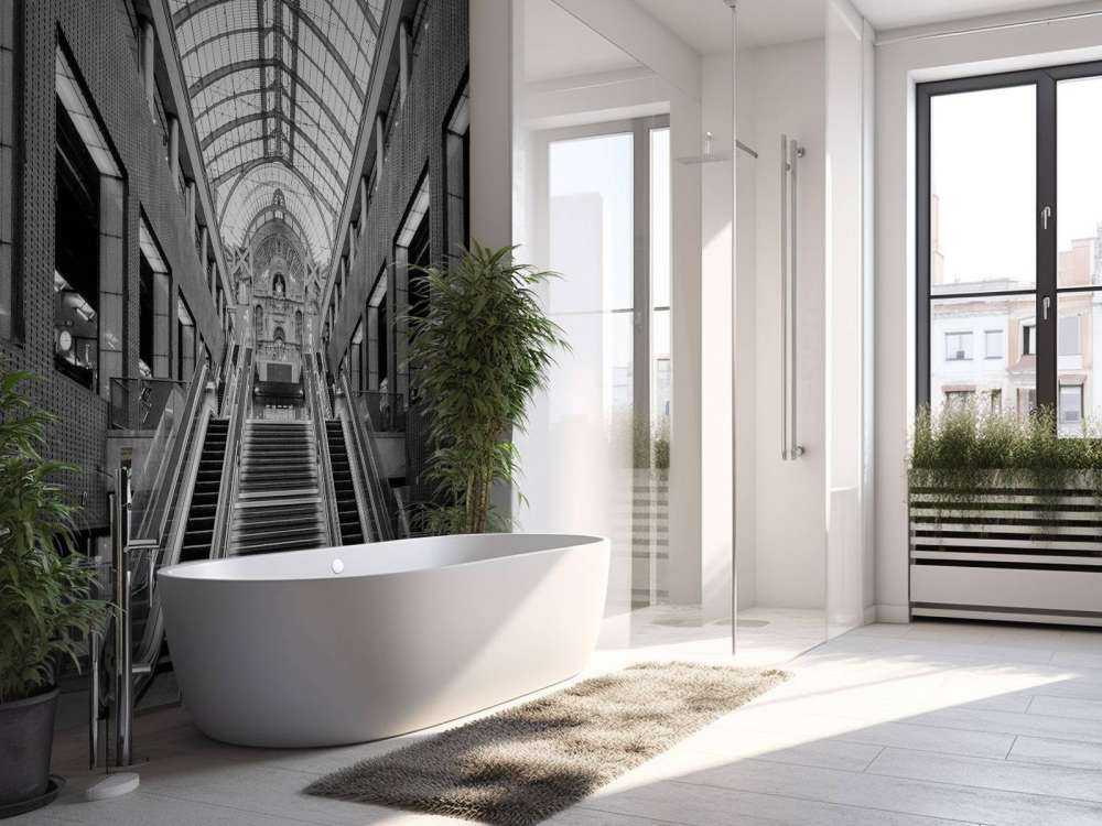 Gare centrale d'Anvers noir et blanc