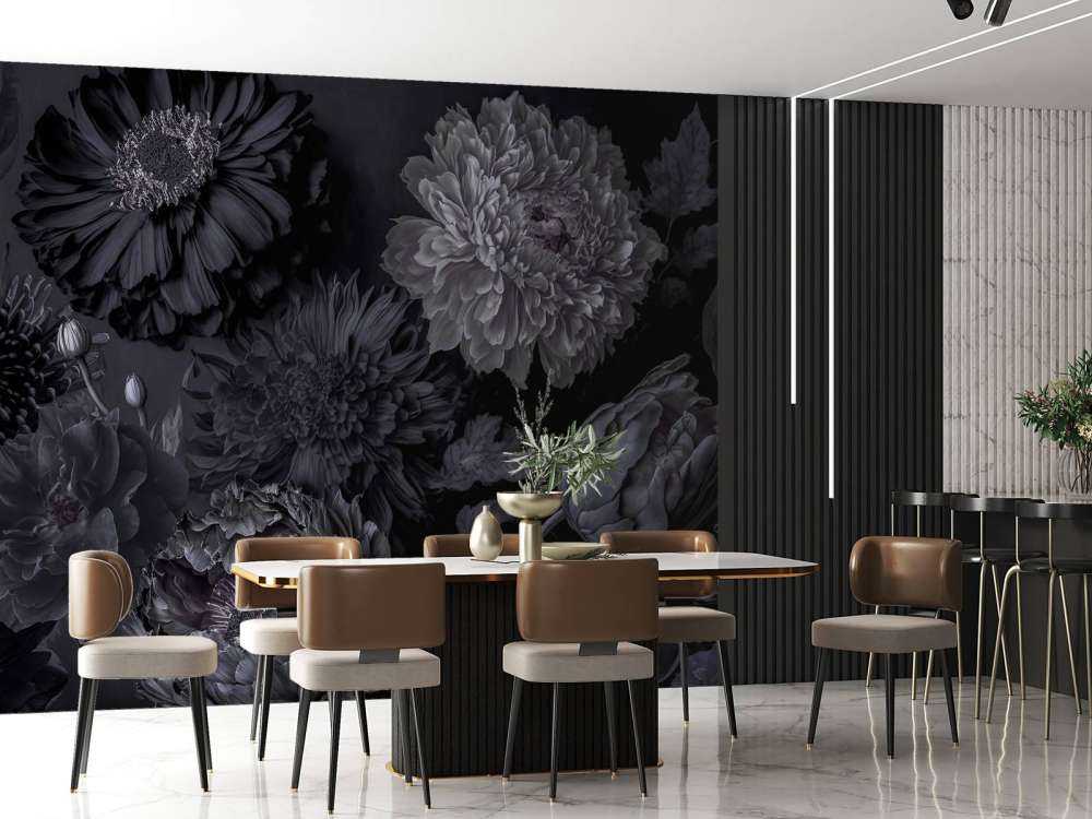 Fleurs sombres gris foncé