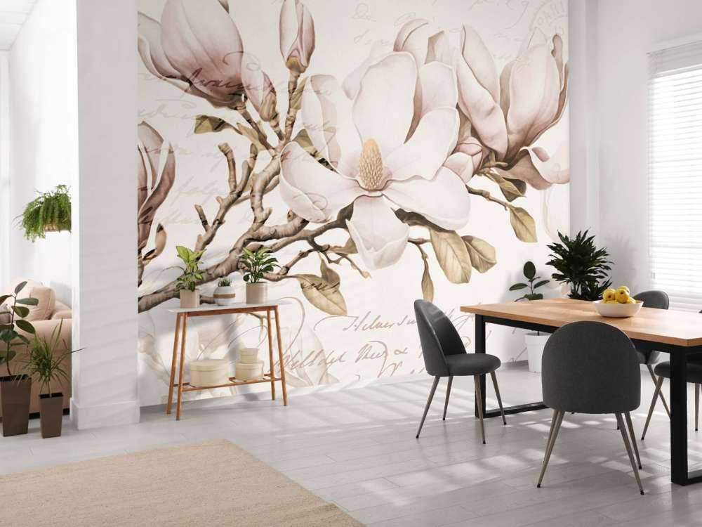 Romance printanière de magnolia, art floral nostalgique