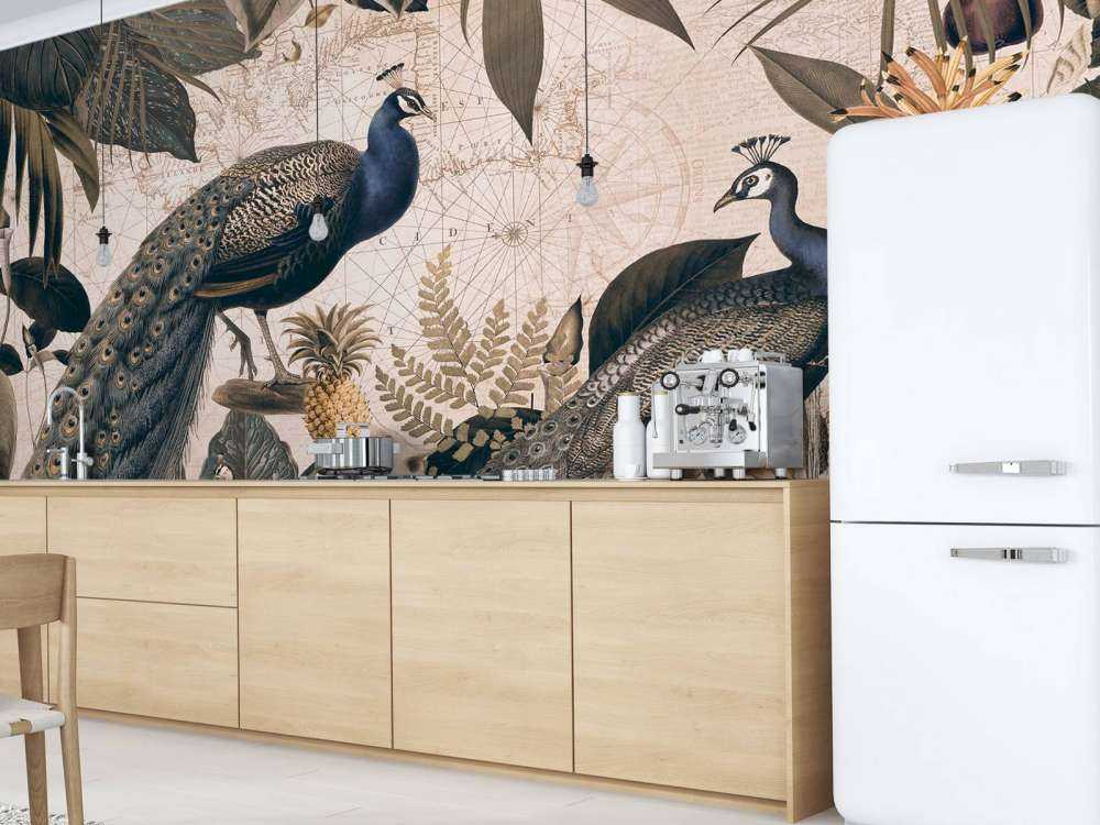 Rêverie vintage paon bleu beige