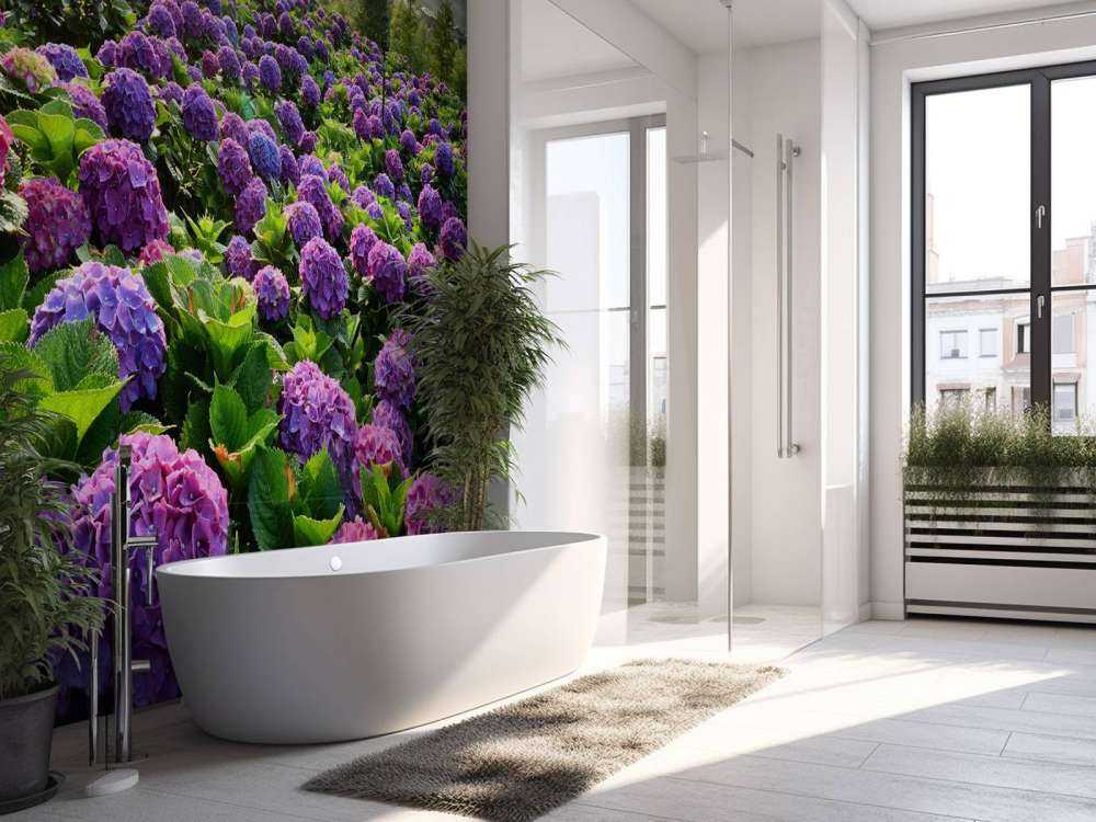 Hortensias dans un champ