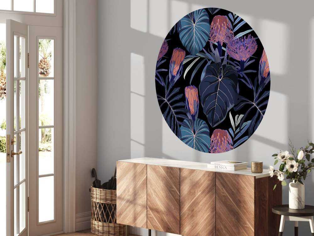 Motif de plantes tropicales bleu canard
