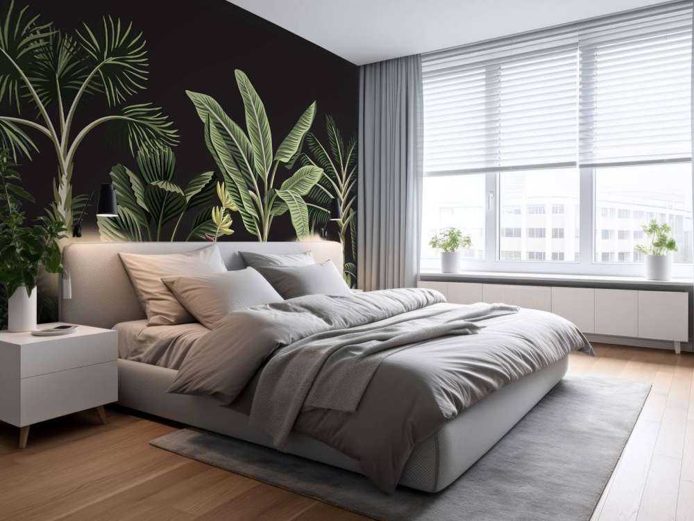 Palmier tropical sur fond sombre