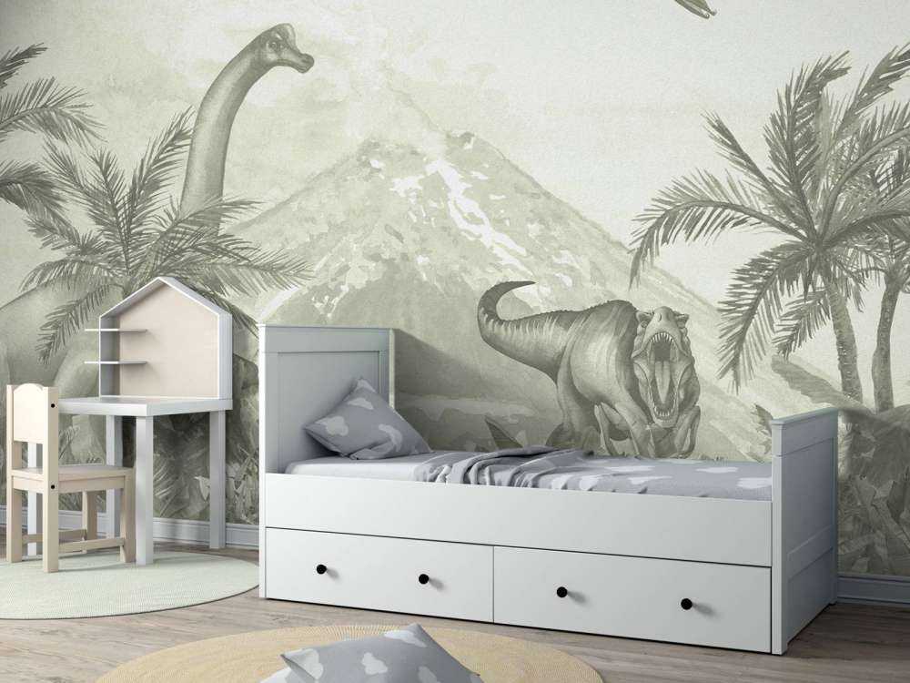 Différents dinosaures en vert d'eau