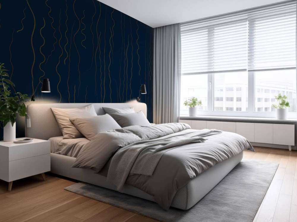 Lignes organiques herbe bleu nuit