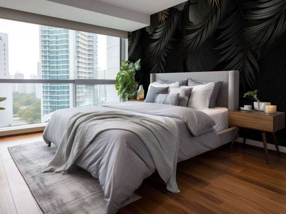 Feuilles sur fond sombre