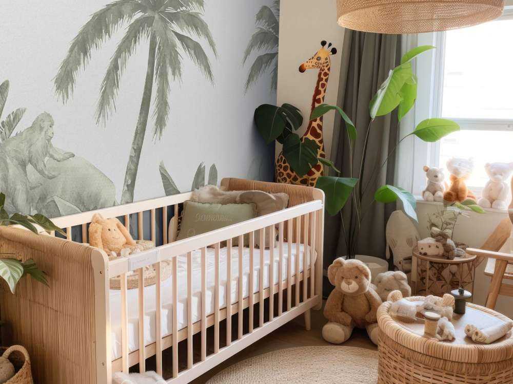 Singes et flamants roses en vert d'eau