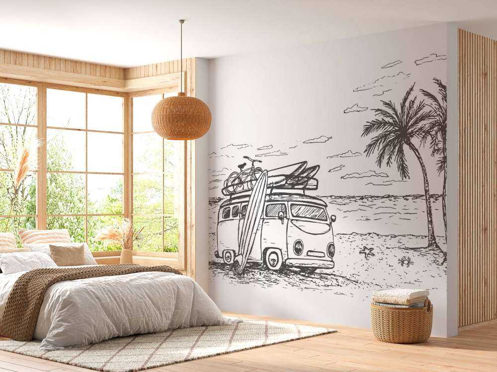 Dessin de plage style crayon