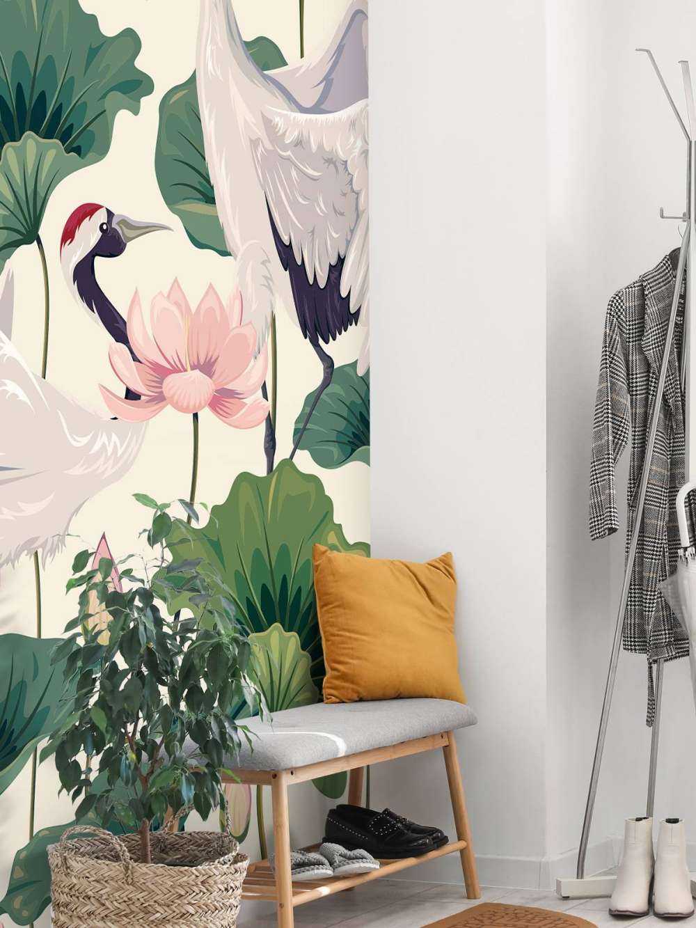 Couple de grues avec lotus