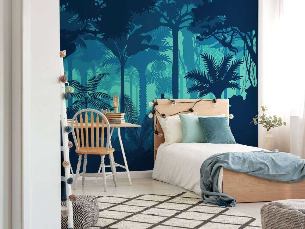 Silhouettes bleues de la jungle