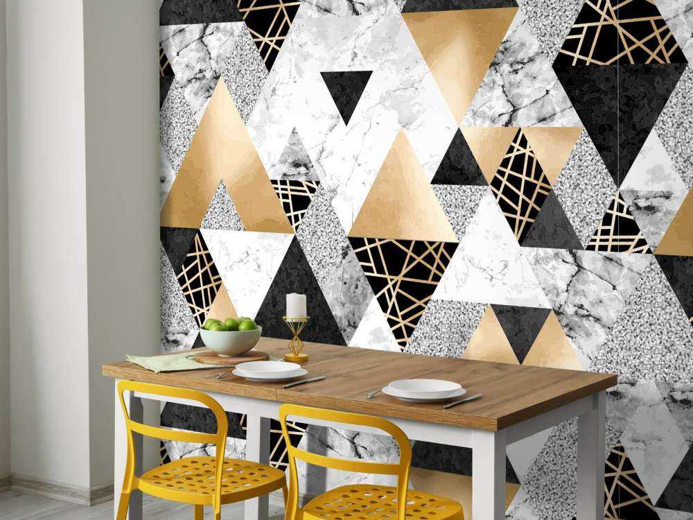 Motif Triangles de marbre avec or