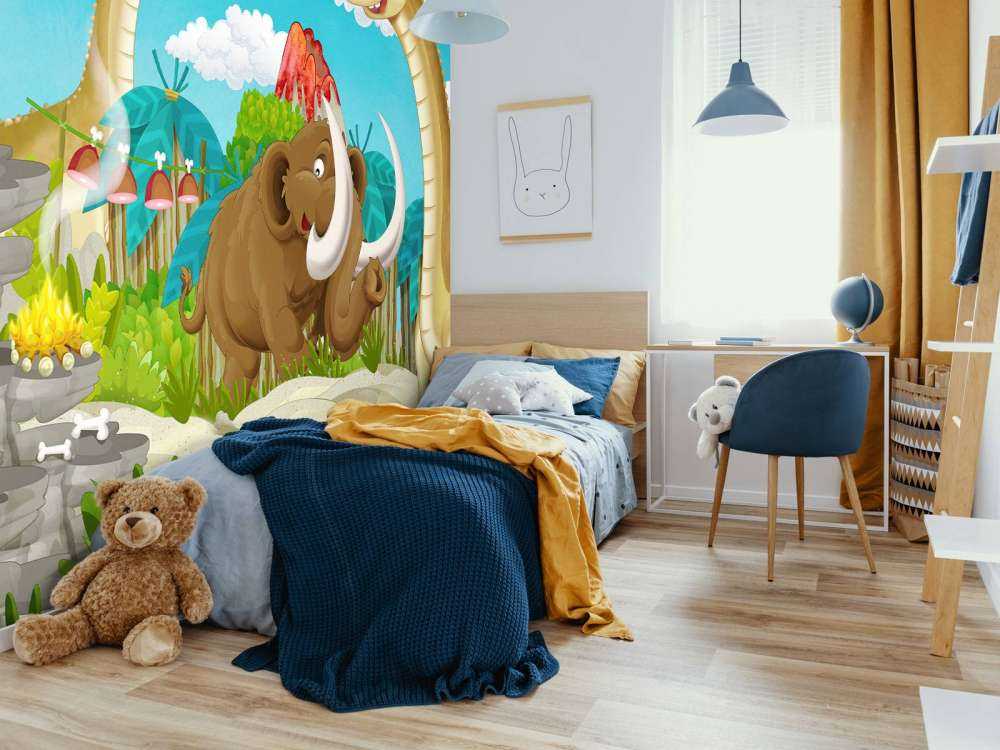 Un dinosaure et un mammouth