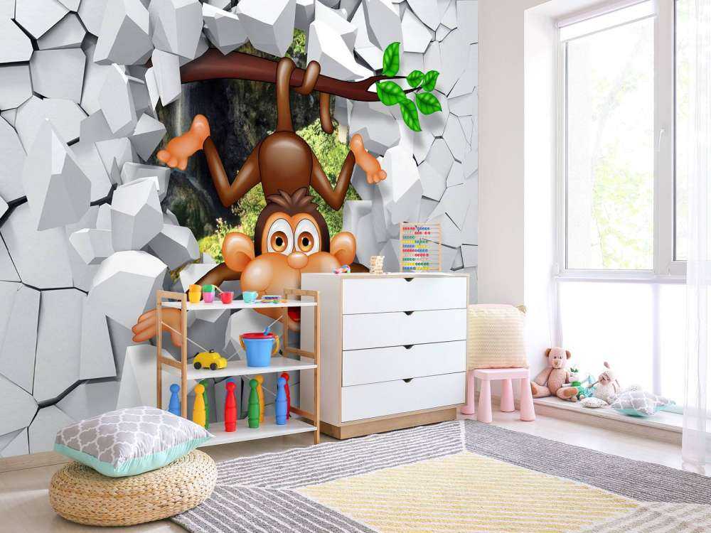 Singe amusant dans un mur