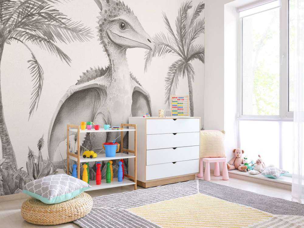 Bébé ptéranodon dans la jungle beige