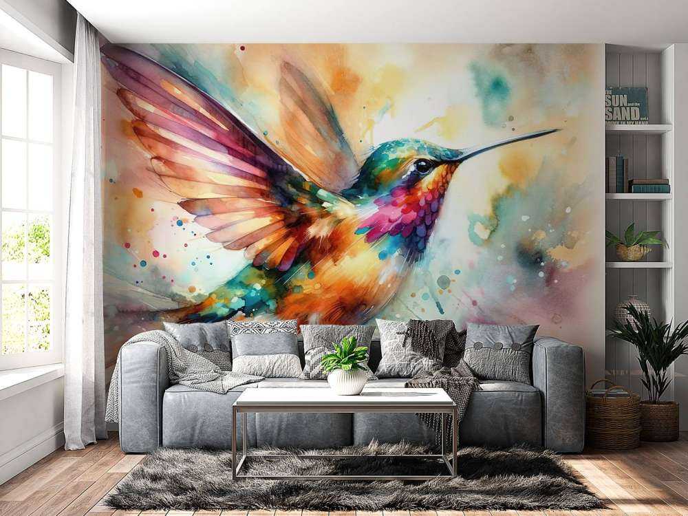Colibri iridescent en plein vol