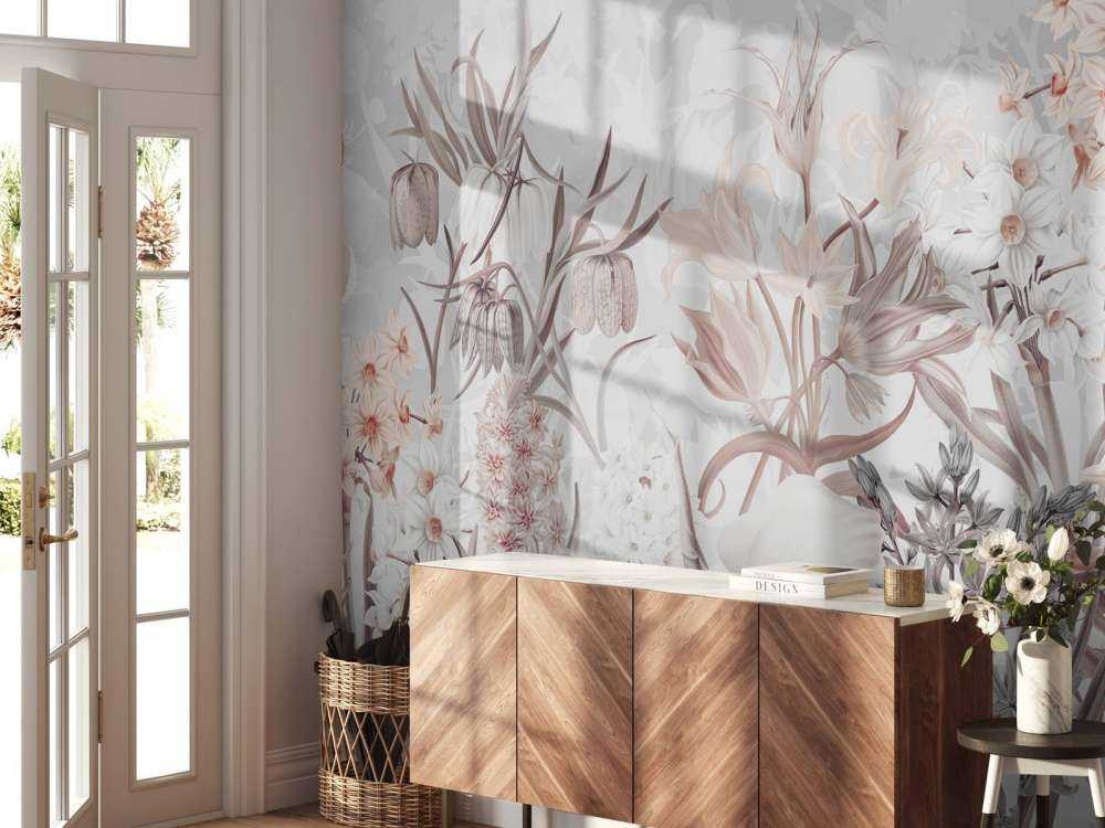 Fleurs de printemps - Gris éthéré