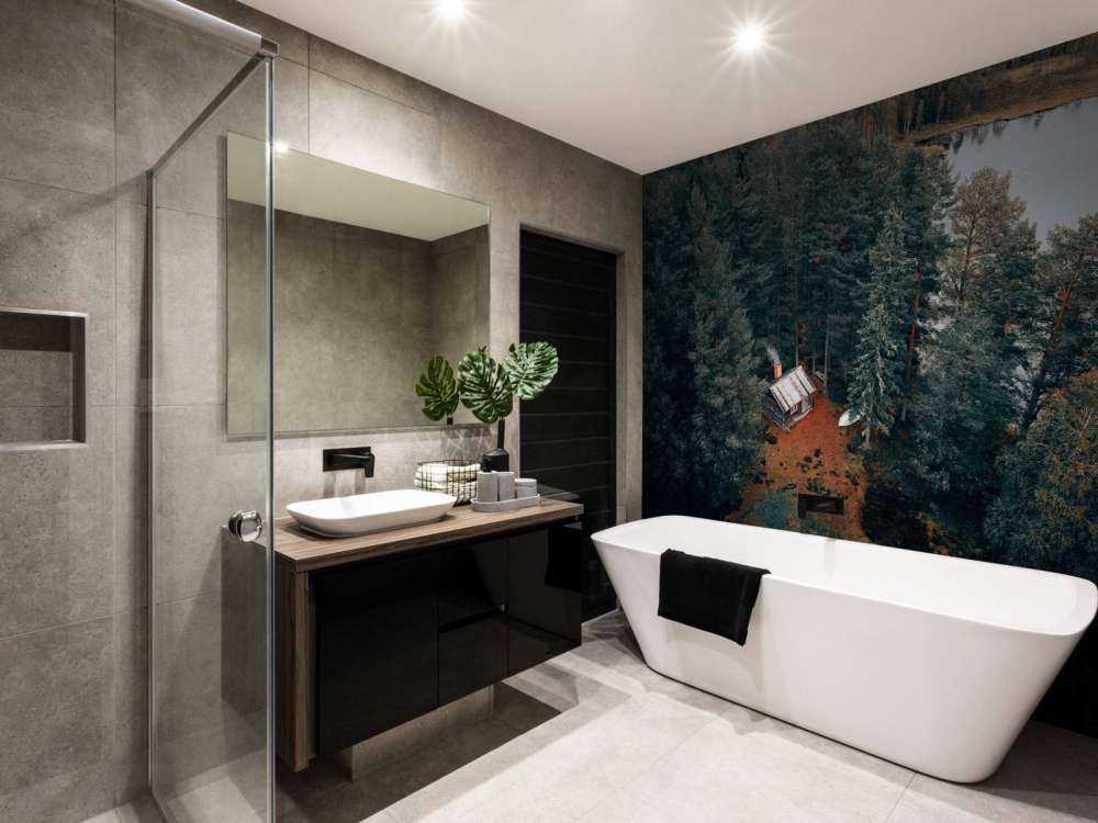 Cabane entourée de forêts et de lacs