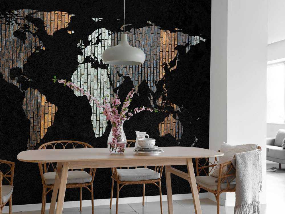 Carte du monde avec briques verticales