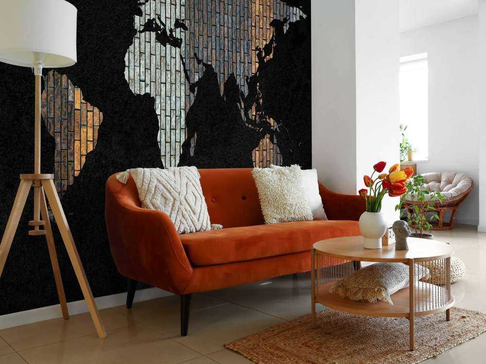 Carte du monde avec briques verticales