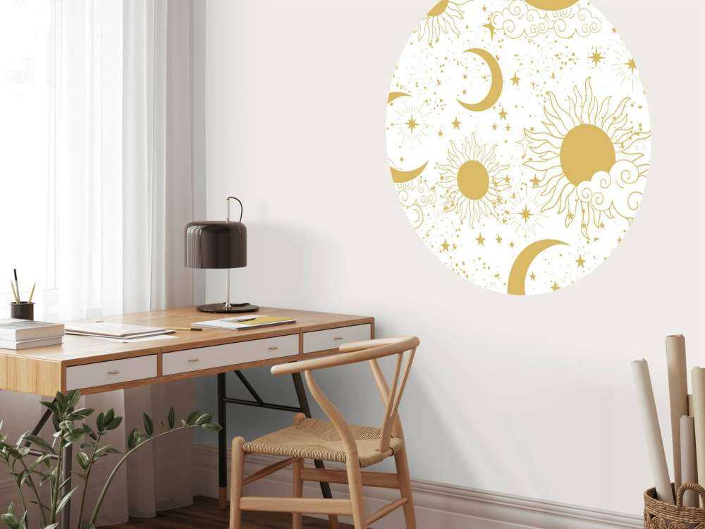 Soleil, lune et étoiles en or