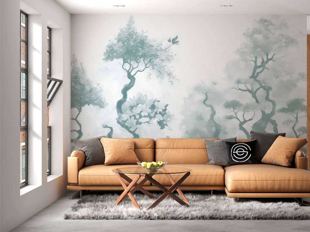 Arbres en fleurs verts