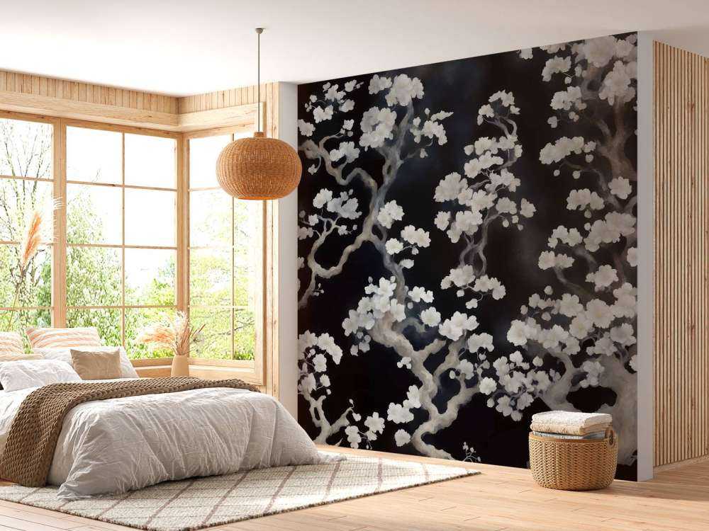 Forêt en fleurs merveilleuse - noire