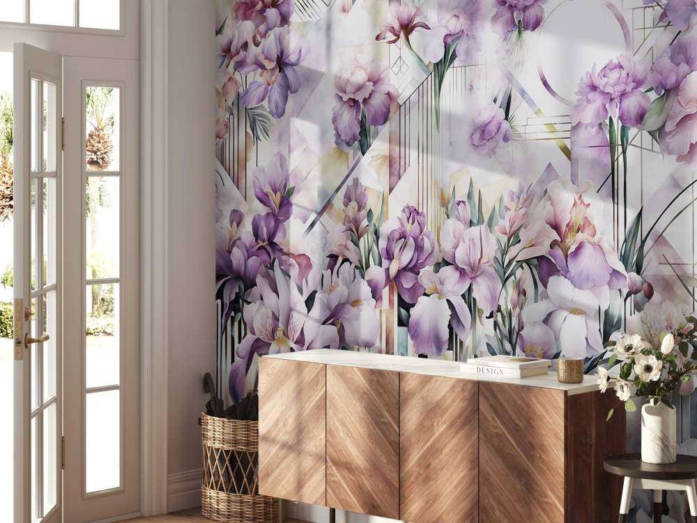 Immenses iris aquarelle violets