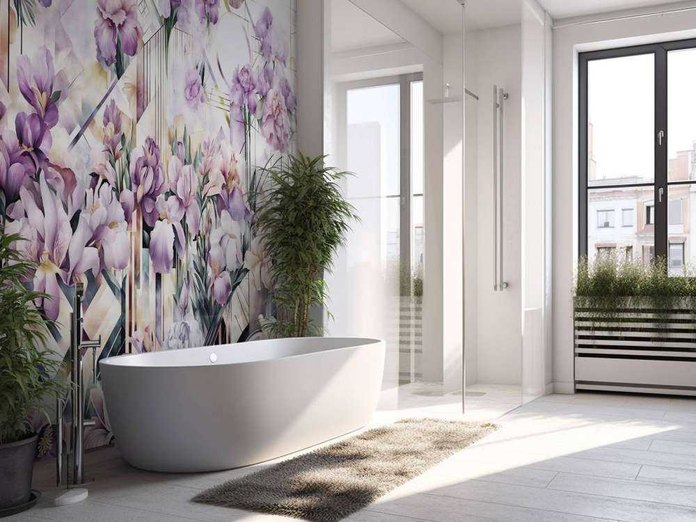 Immenses iris aquarelle violets