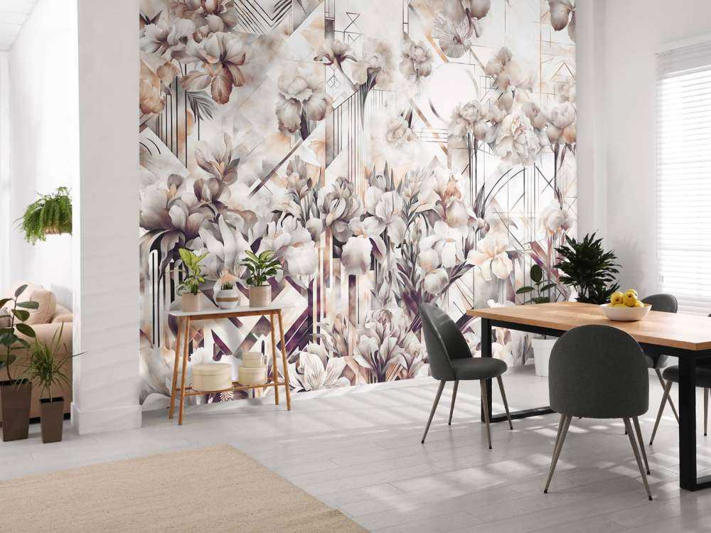 Immenses iris aquarelle sépia