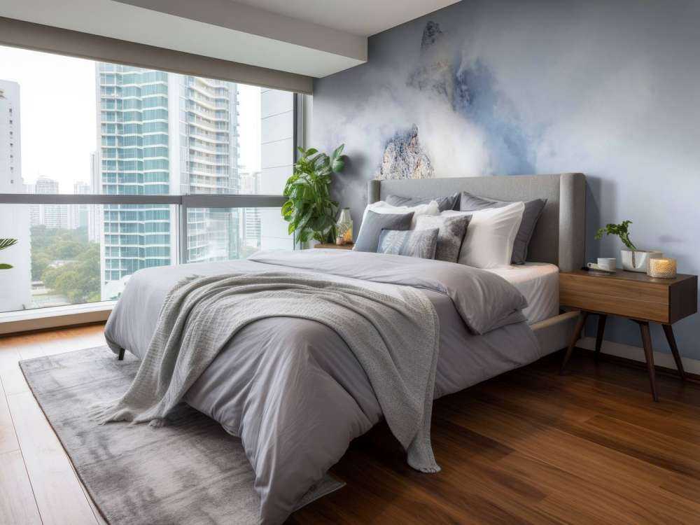 Cimes de montagne cachées dans le brouillard