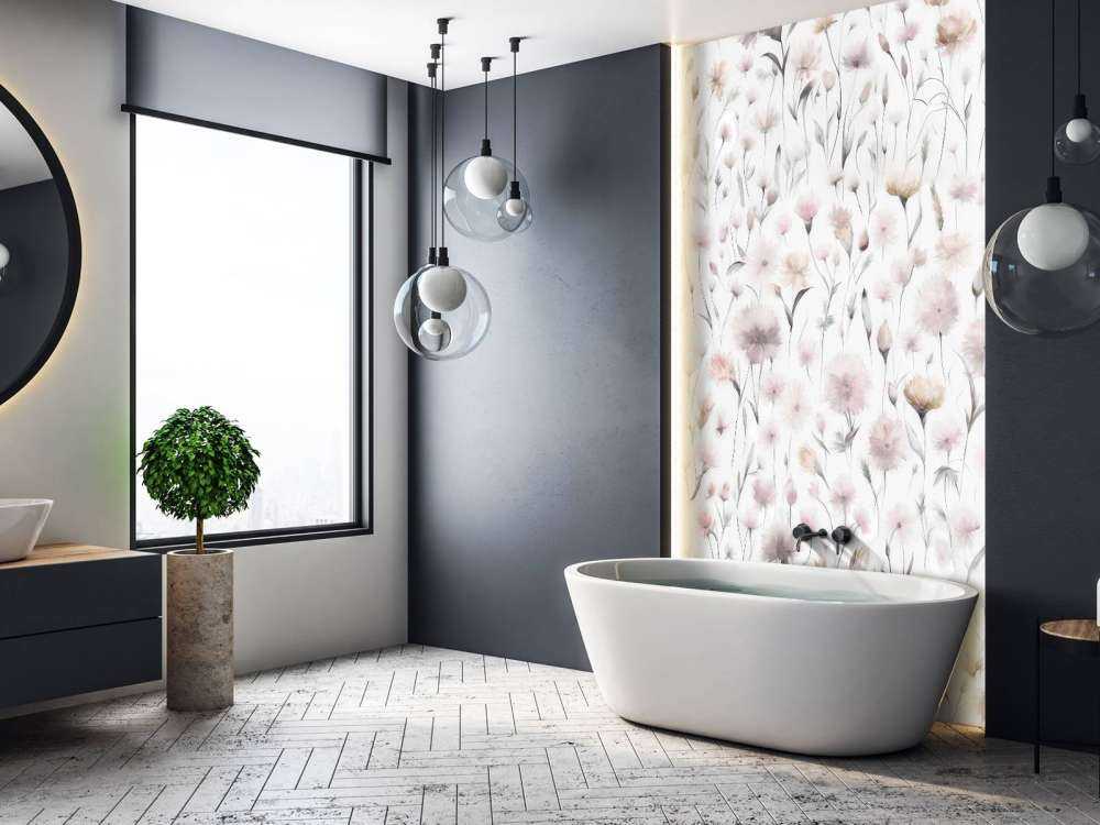 Bleuets et herbes des champs roses