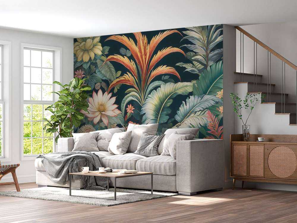 Fleurs tropicales aux couleurs profondes