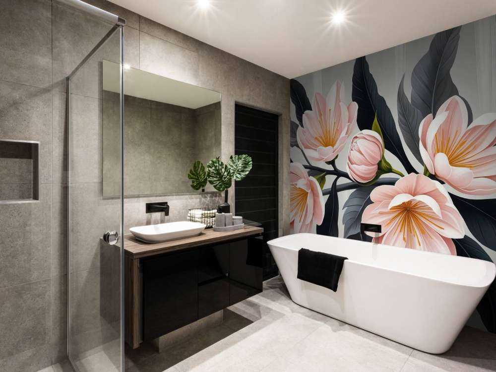Fleurs de magnolia roses avec des feuilles foncées