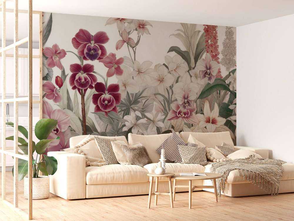 Fleurs exotiques aux douces teintes pastel