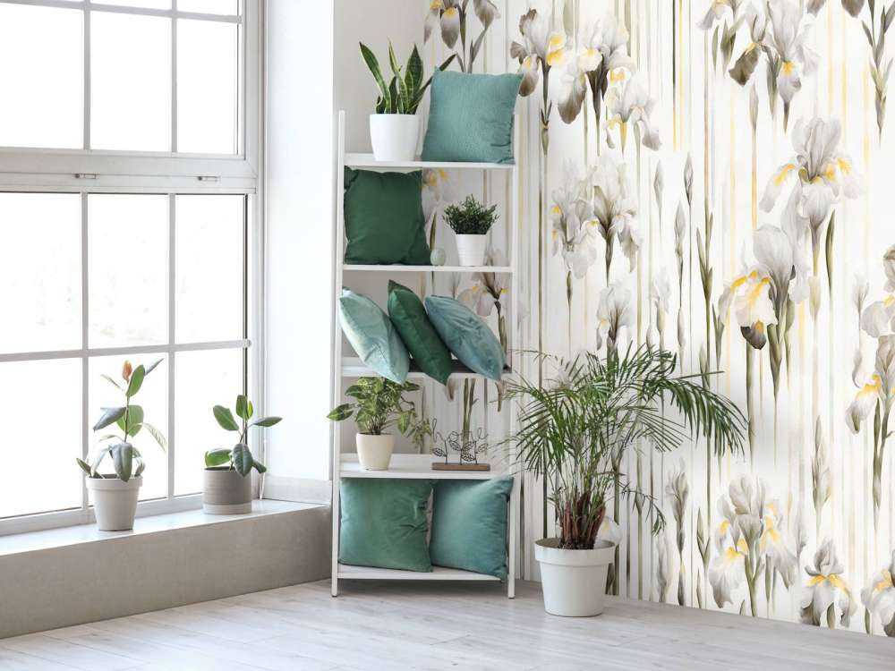 Iris et rayures sépia sans couture