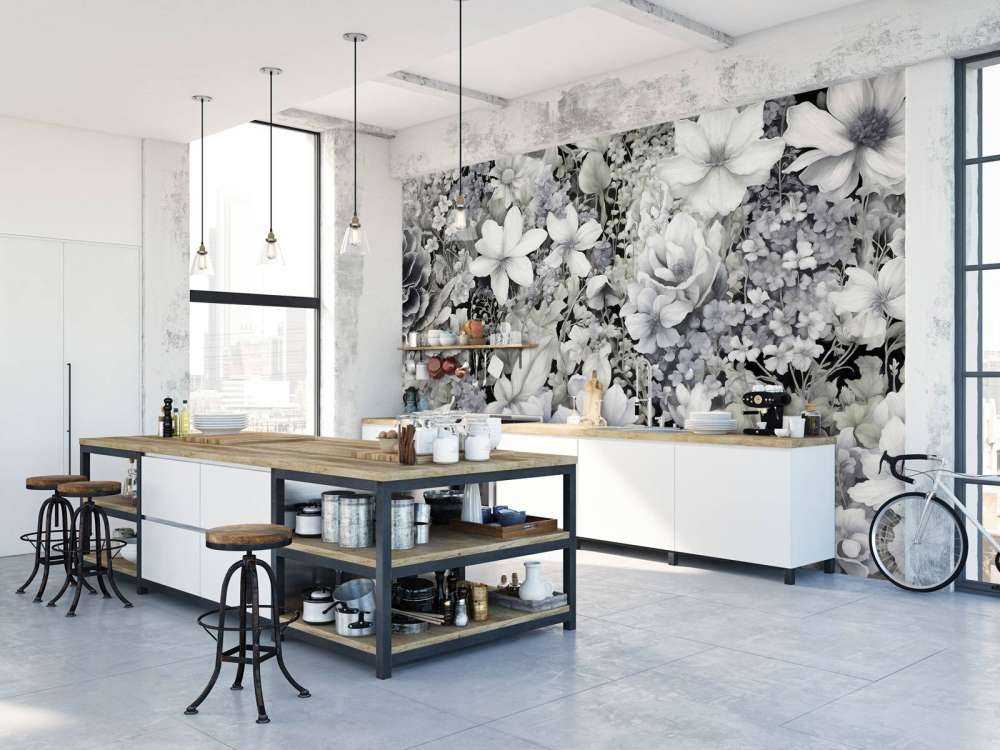 Festival de fleurs sans couture - noir