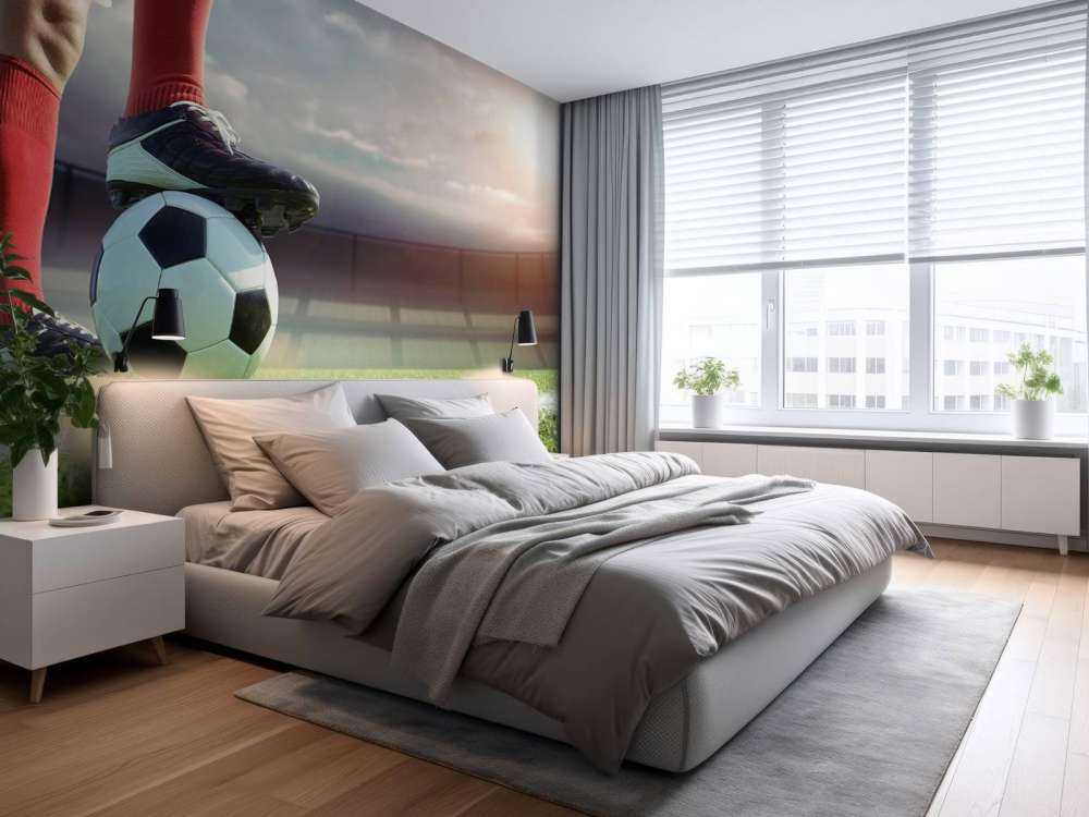 Stade avec un joueur de football