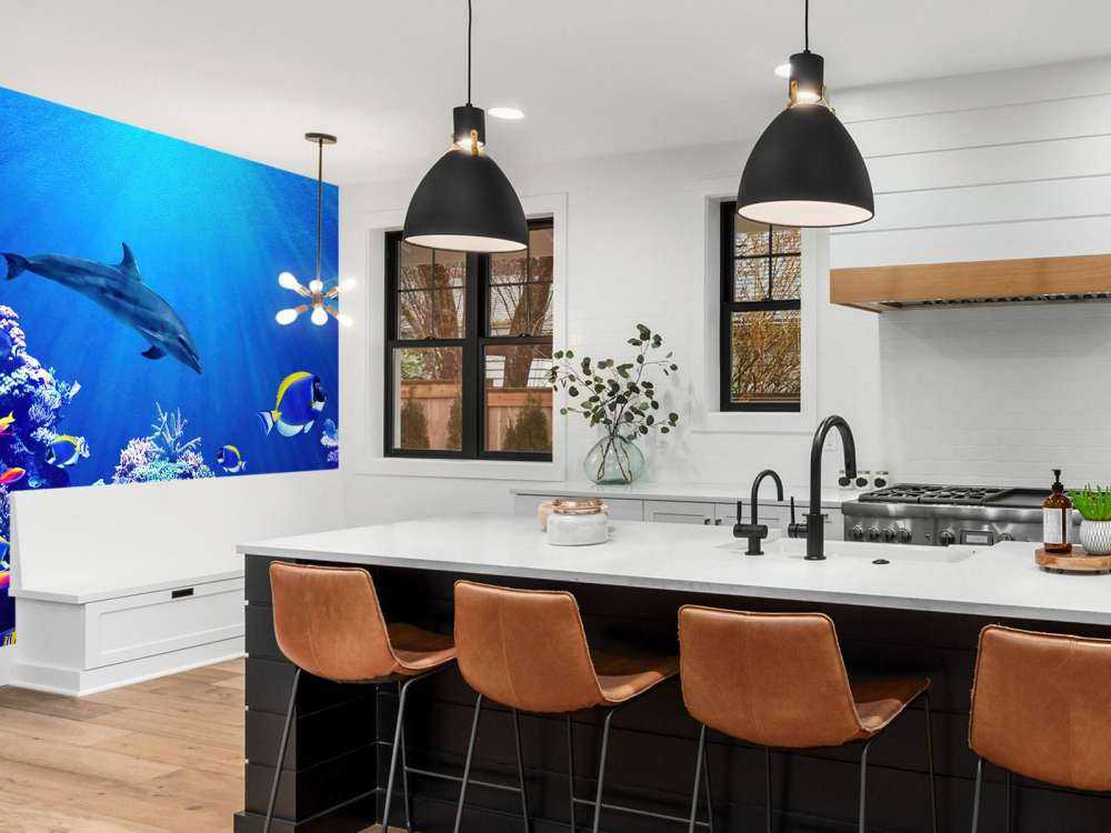 Le monde sous-marin en bleu