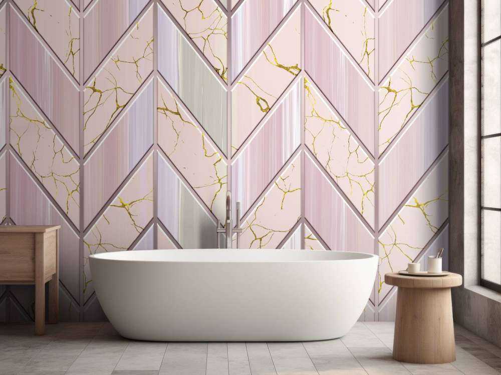 Motif de tuiles rose