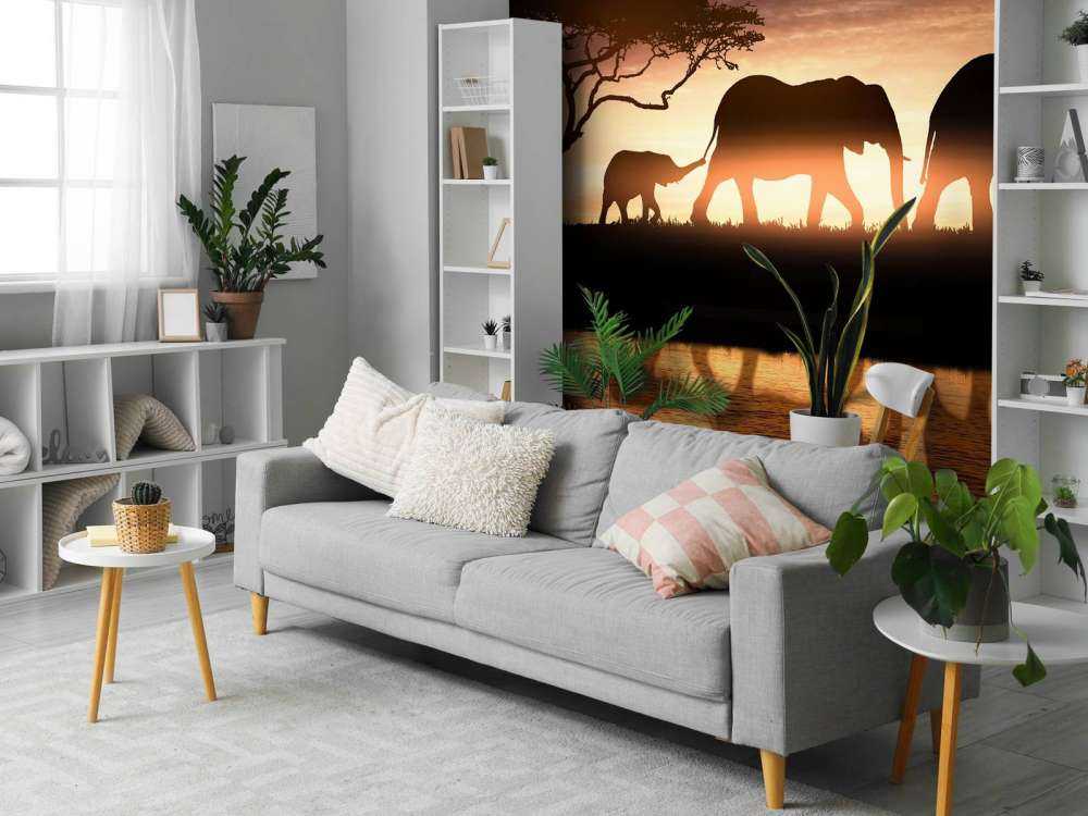 Les éléphants dans la savane
